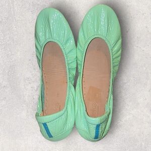 Tieks Mint Green Patent Leather Flats Ballet Foldable Slip On Shoes Size 10